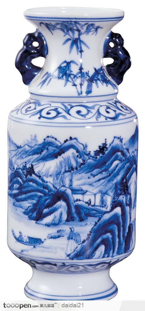 传统工艺-山水花纹花瓶