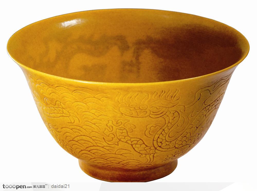 中华传统工艺品-黄色的瓷碗