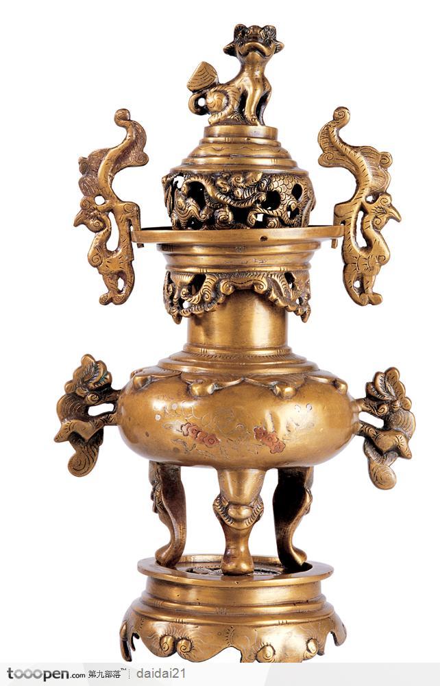 传统工艺品-精美的鎏金香炉