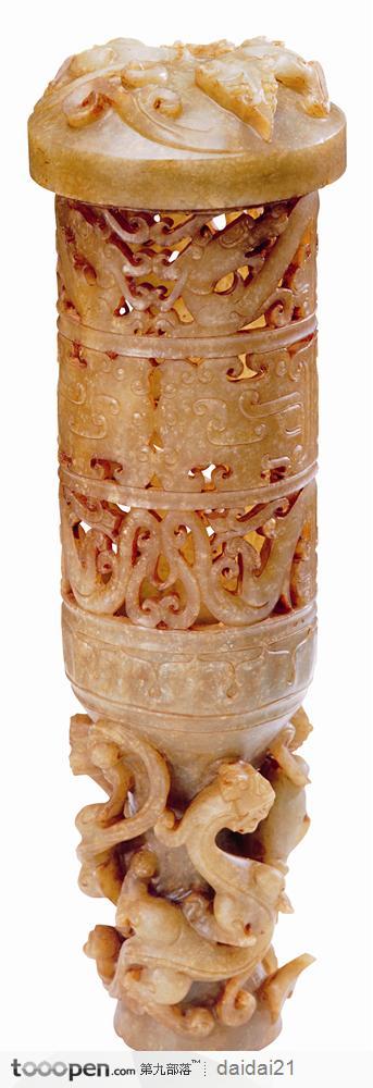 中华传统工艺品-镂空雕刻的玉柱 高清图片
