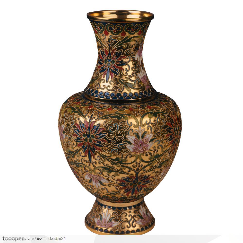 传统工艺品-镀金的牡丹花纹花瓶
