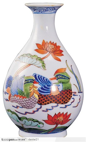 传统工艺-鸳鸯花纹花瓶