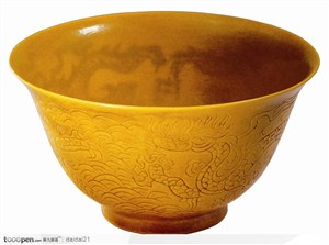 中华传统工艺品-黄色的瓷碗
