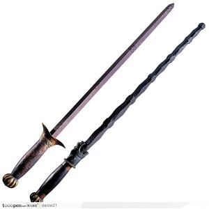 传统兵器-一对精美的青铜剑