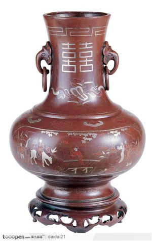传统工艺-红褐色的青铜花瓶