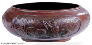 传统工艺品-农耕花纹的青铜罐