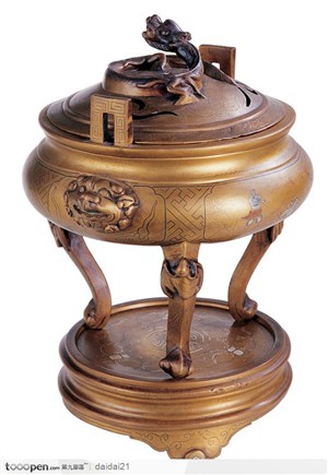 中华传统-镀金的青铜香炉