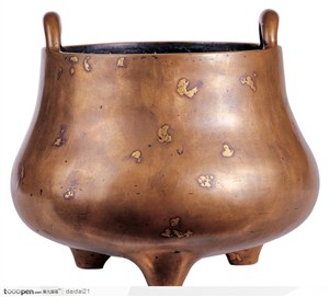 中华传统工艺-双耳镀金的青铜罐