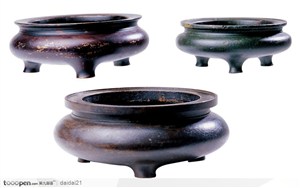 中华传统-三个精美的青铜炉