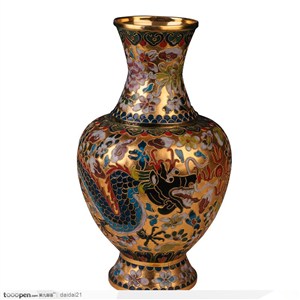 传统工艺-镀金的龙纹花瓶