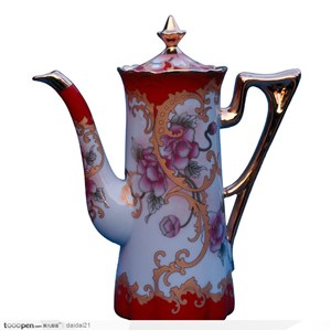 传统工艺-精美的牡丹花纹茶壶