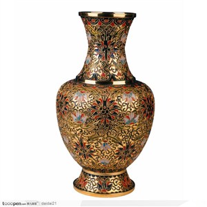 传统工艺品-镀金的牡丹花纹花瓶