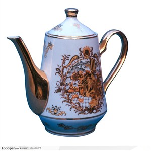 传统工艺-金色花纹的茶壶