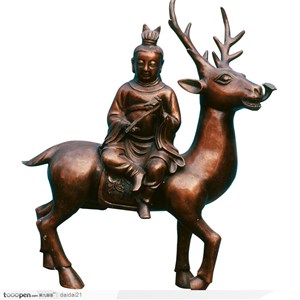 传统工艺-镀金的鹿和仙人