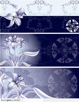 蓝色花卉装饰矢量素材