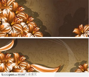 复古金色花卉装饰图案矢量素材