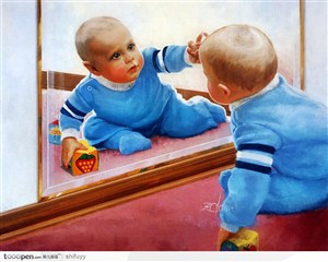 镜子外面的小宝宝