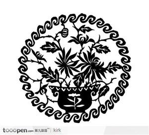 服饰花纹系列传统民间花朵平字花纹矢量图
