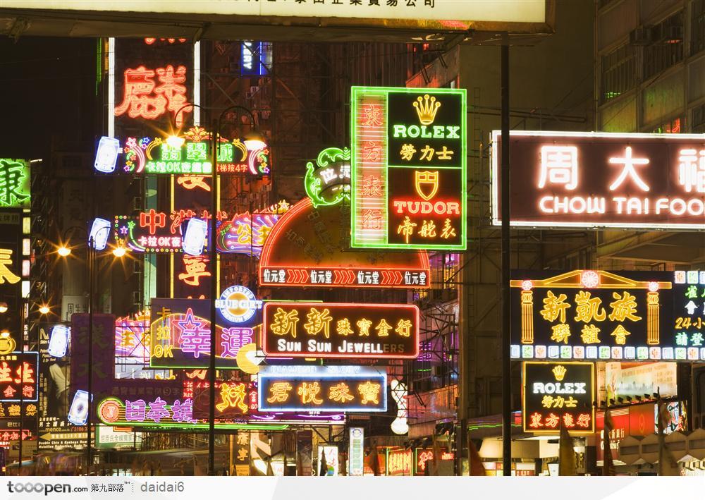 香港人文景色-漂亮的香港街道夜景