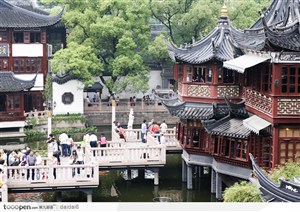 上海风情-参观的古迹的人群