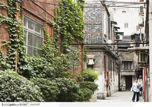 上海风情-古老的红砖房屋