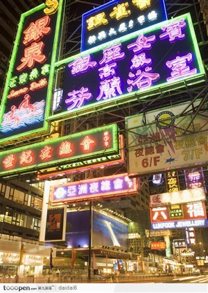 香港人文景色-漂亮的香港街道夜景