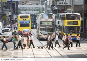 香港人文景色-双层巴士