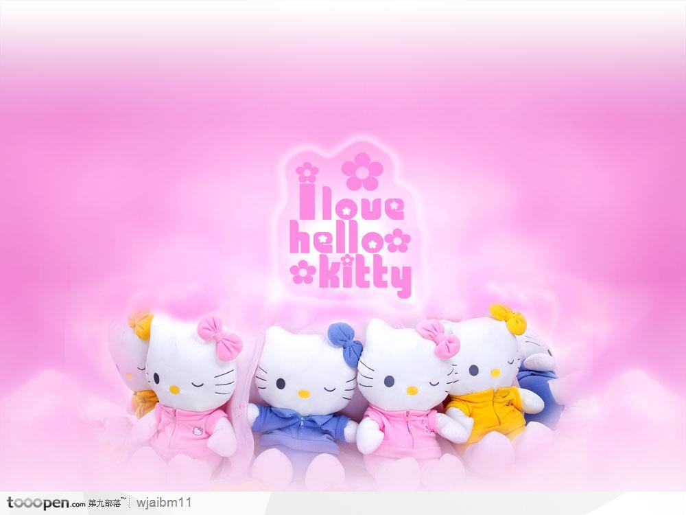 HELLO KITTY粉红猫的优美梦幻背景模板