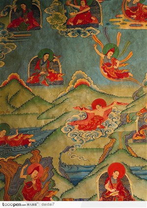 西藏人文风光-壁画众多神仙