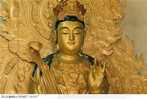 佛教信仰-镀金的观音特写