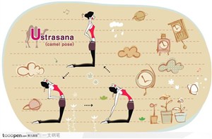 韩国可爱练瑜伽女性信纸矢量素材8
