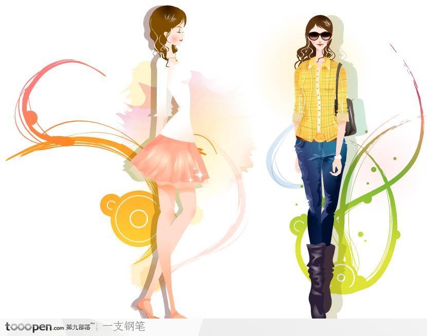 韩国时尚可爱女性矢量花纹图案系列2