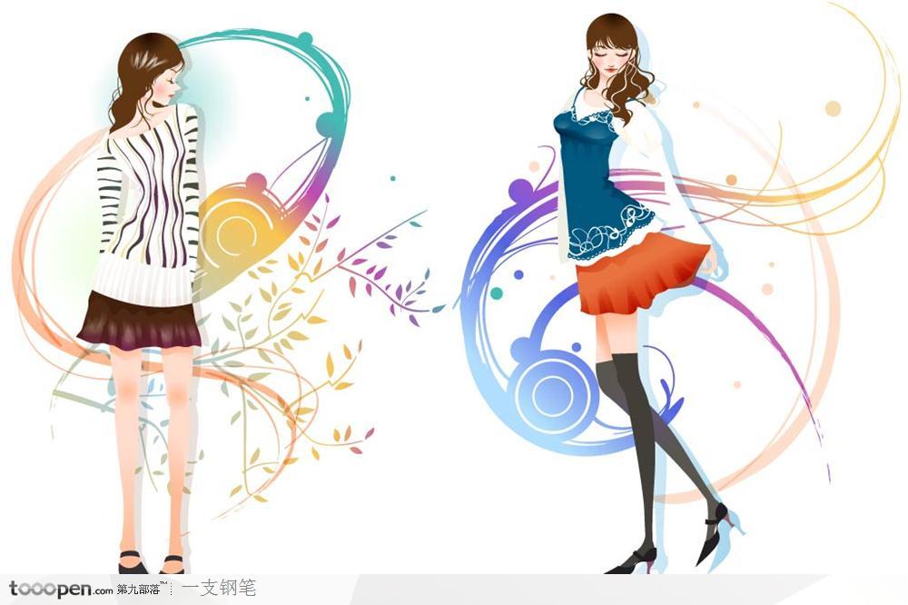 韩国时尚可爱女性矢量花纹图案系列4