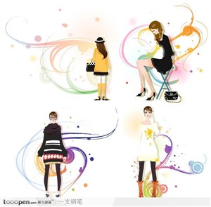韩国时尚可爱女性矢量花纹图案系列5