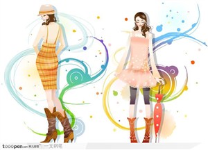 韩国时尚可爱女性矢量花纹图案系列6