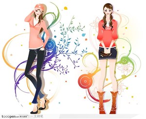 韩国时尚可爱女性矢量花纹图案系列13