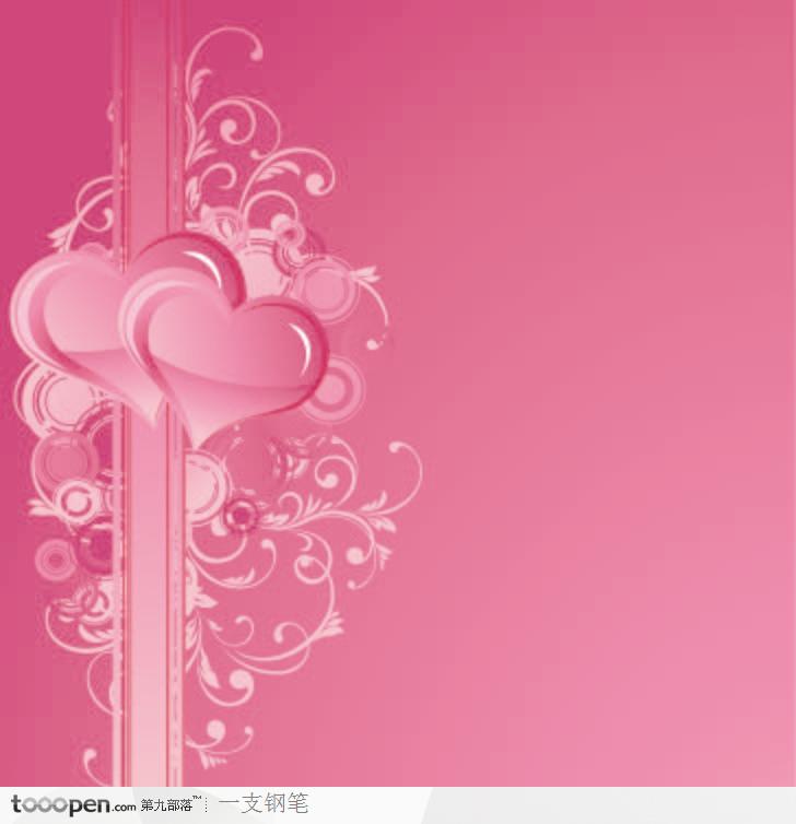 粉色浪漫心形花纹背景矢量装饰