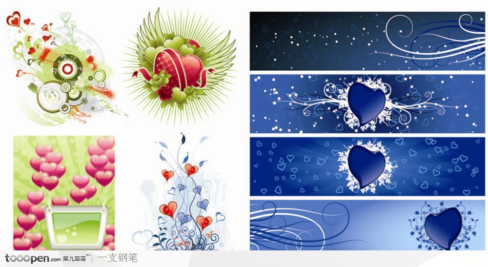 最新实用多款心形花纹矢量背景