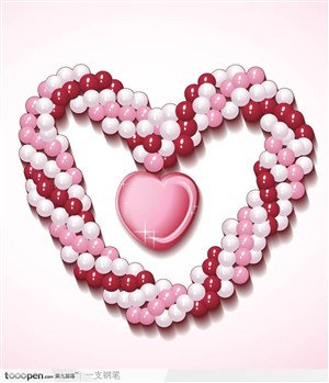 闪亮粉色珍珠心形项链矢量素材