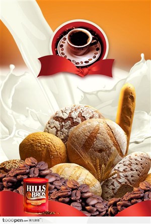 咖啡广告牛奶甜品小麦素材