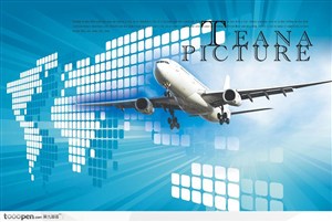 航空公司宣传海报飞机与世界地图