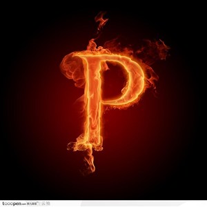 火焰特效创意图片-字母P