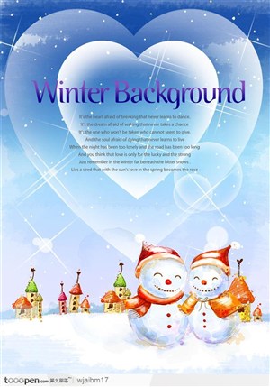 两个雪人的圣诞节日气息的韩国设计素材