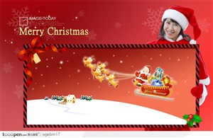 手拿圣诞画框的圣诞女孩的圣诞节日气息的韩国设计素材