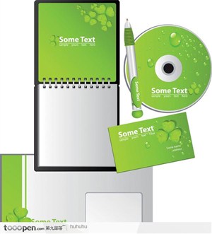 绿色笔记本CD光碟矢量图