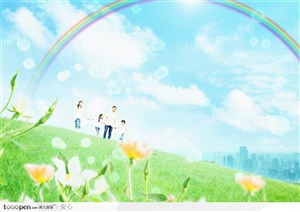 环保与未来-彩虹下合家欢乐