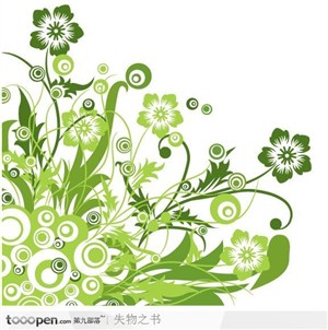 绿色花朵花纹花边矢量设计