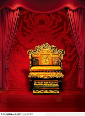在红色幕布下的皇室宝座的房地产系列设计素材