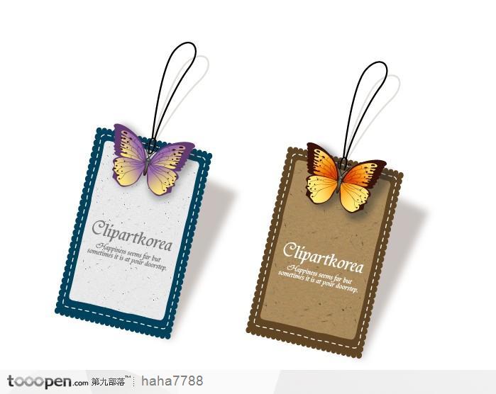 鲜艳蝴蝶卡片吊牌素材
