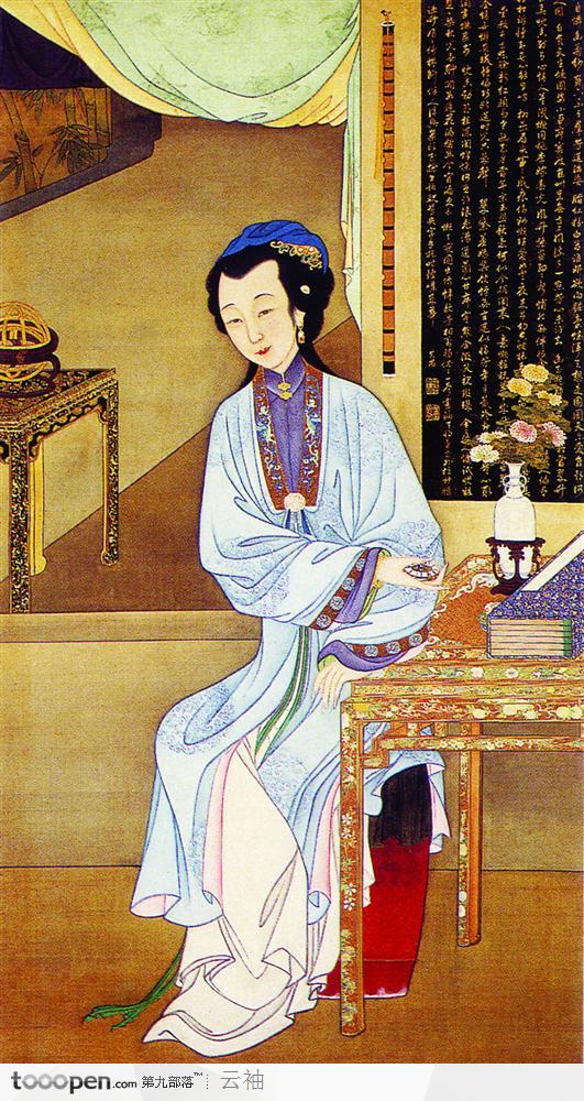 中国古典图画-深居简出的女子
